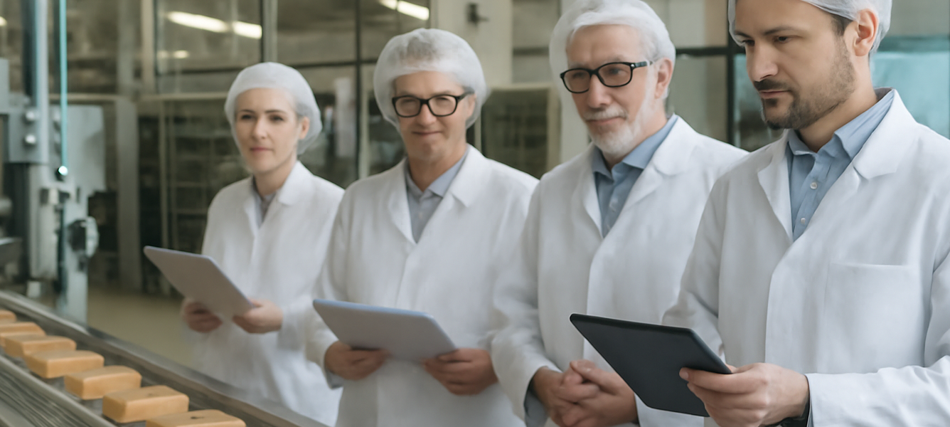 Vicky Foods gruppo familiare Spagna in una fabbrica moderna con linee di prodotti da forno e manager al lavoro
