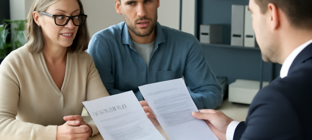 Modello 600 prestito tra familiari acquisto abitazione e Parent e figlio con un consulente in ufficio, documenti di