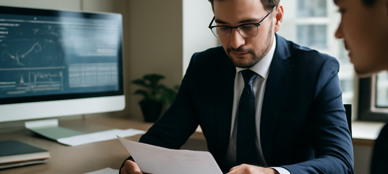 Consulente fiscale e advisor analizzano dati per dividendo a conto BBVA ottobre 2026 in ufficio moderno