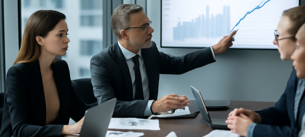 effetti degli incentivi fiscali sugli investimenti in startup: team di investitori e consulenti analizza grafici in sala